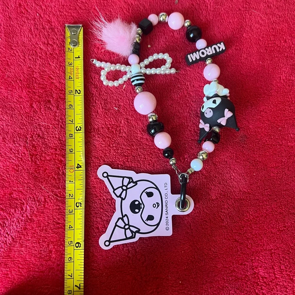 Phone charm- Black and Pink